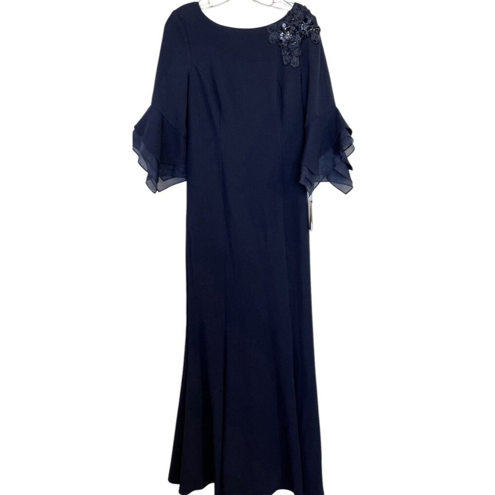 Adrianna Papell Dress Womens Size 8‎ Blue Embellished Evening Gown